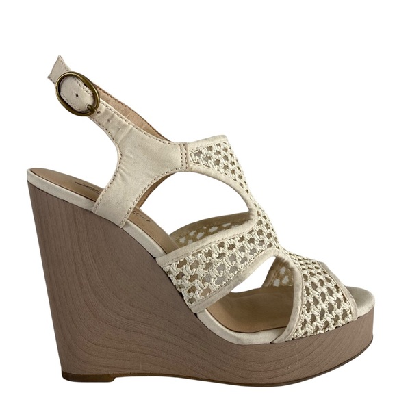 Lucky Brand Remyy Natural Woven Wood Wedges 7.5 - Picture 2 of 8